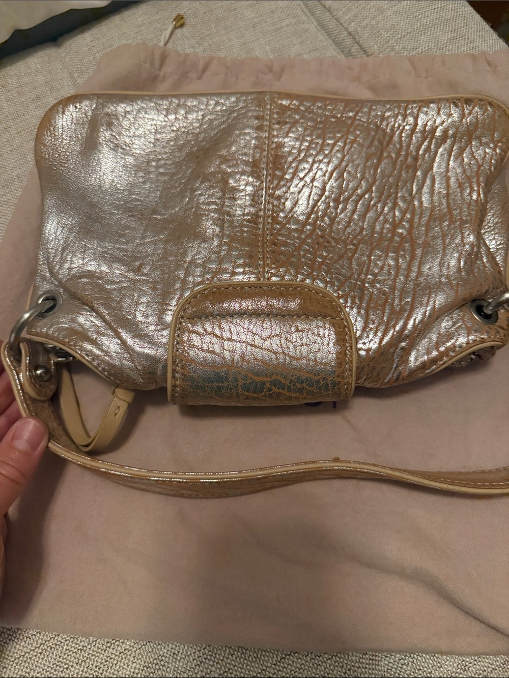 Botkier Tan Brown Textured Leather Shoulder Bag - Picture 8 of 12